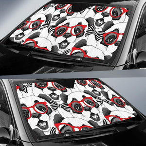 Car Sun Shade Panda Red Glasses Pattern Print Auto Sun Shade Car Windshield Window Cover Sunshade - Love Mine Gifts