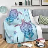 Fleece Blanket Pastel Blue Ocean Turtle Personalized Custom Name Date Fleece Blanket Print 3D, Unisex, Kid, Adult - Love Mine Gifts