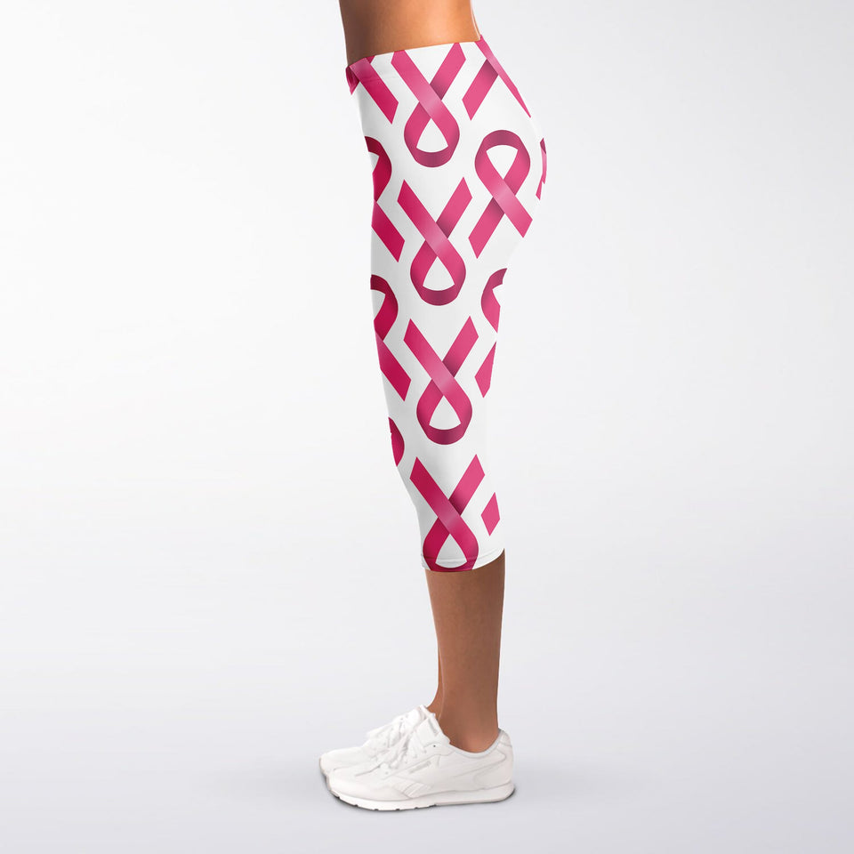 Pink And White Breast Cancer Print Women's Capri Leggings – Love Mine Gifts