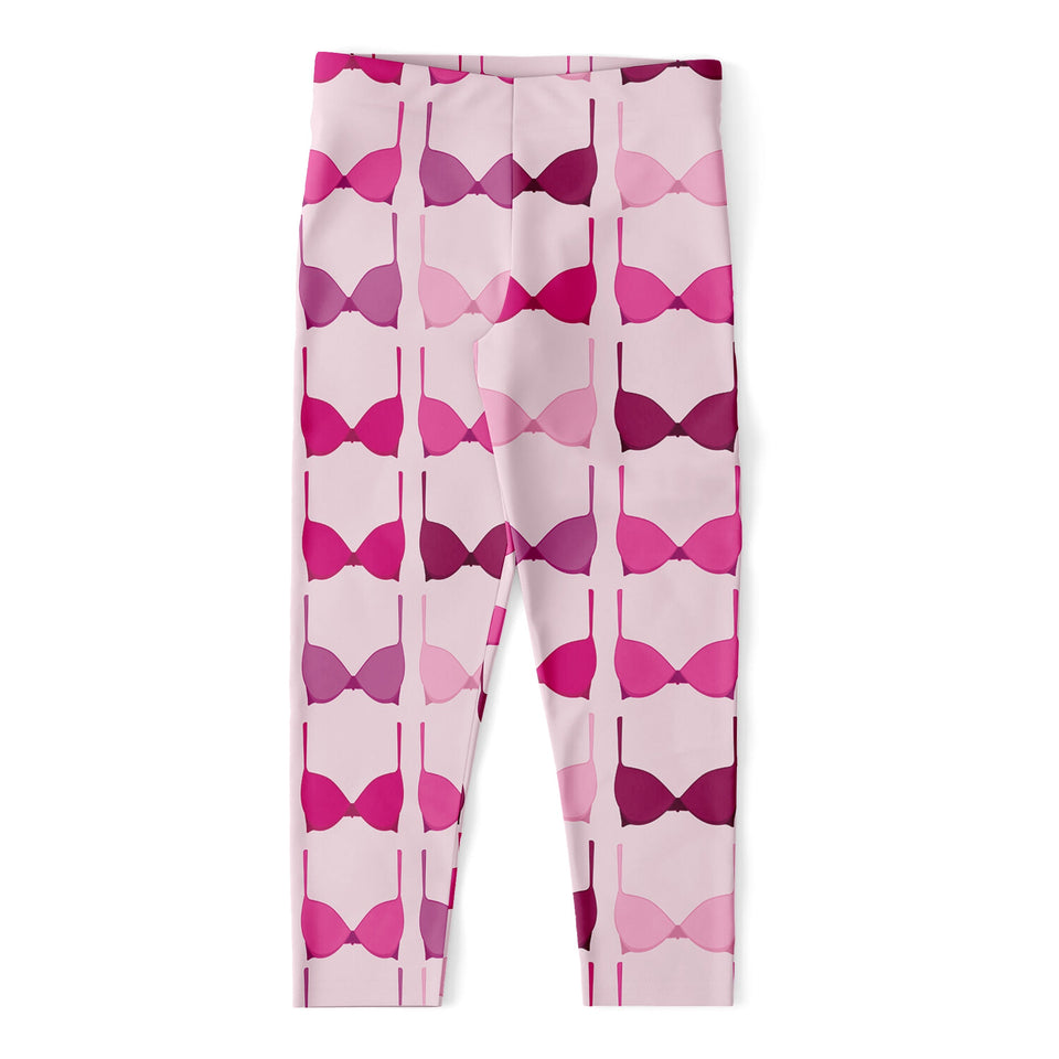 Pink Bra Breast Cancer Pattern Print Women's Capri Leggings