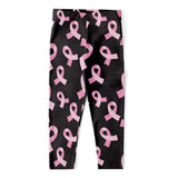 Pink Breast Cancer Ribbon Pattern Print Women's Capri Leggings