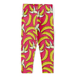 Pink Cartoon Banana Pattern Print Women's Capri Leggings