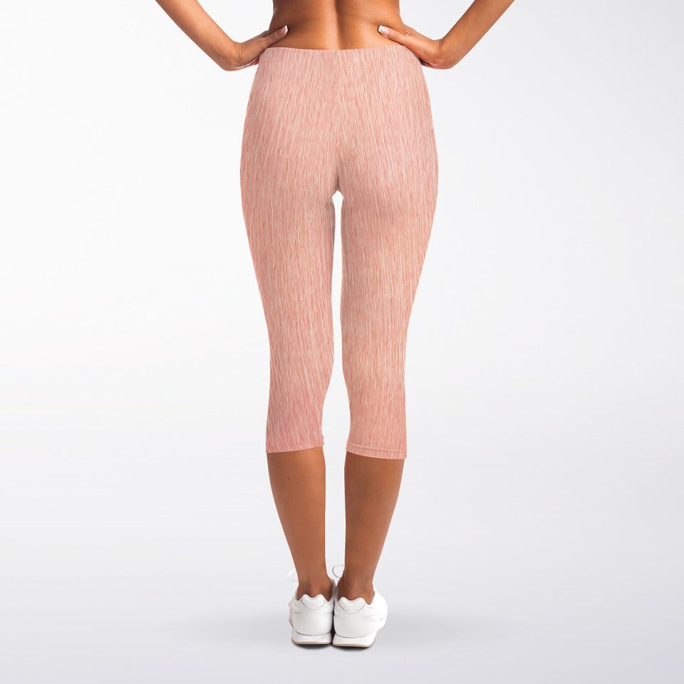 Pink Pig Tail Print Women's Capri Leggings