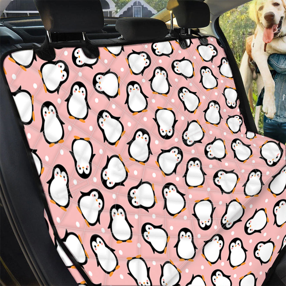 Pet Car Seat Pink Polka Dot Penguin Pattern Print Pet Car Back Seat Cover, Dog, Cat Lovers - Love Mine Gifts