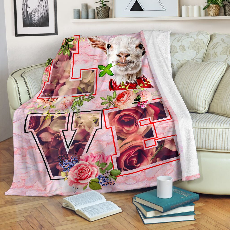 Fleece Blanket Pink Rose Love Goat Fleece Blanket Print 3D, Unisex, Kid, Adult - Love Mine Gifts