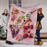 Fleece Blanket Pink Rose Love Goat Fleece Blanket Print 3D, Unisex, Kid, Adult - Love Mine Gifts