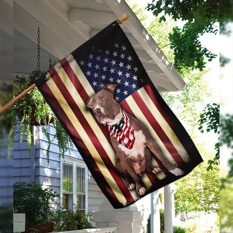 Pit bull American Flag | Garden Flag | Double Sided House Flag