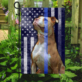 Pit Bull Police Dog The Thin Blue Line America Flag | Garden Flag | Double Sided House Flag