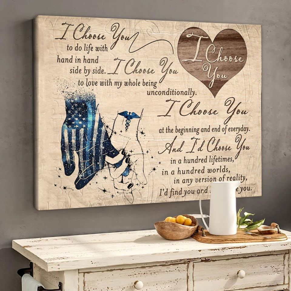 Poster - Canvas Police Love Nurse Couple Police Husband, Nurse Wife, For Wife, For Husband, Anniversary Personalized Canvas, Poster Custom Design Wall Art - Love Mine Gifts