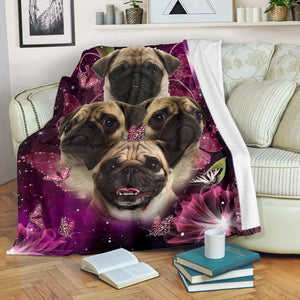 Pug In Purple Pattern Blanket