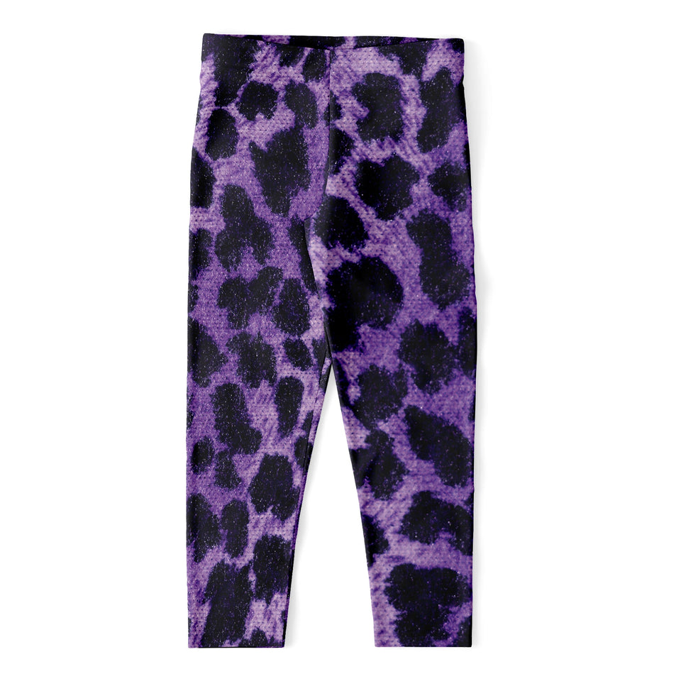 Purple And Black Cheetah Print Women's Capri Leggings
