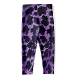 Purple And Black Cheetah Print Women's Capri Leggings