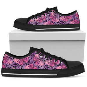 Shoes Low Top Purple Butterfly Leopard Low Top Personalized Shoes Custom Name, Text for Women, Men - Love Mine Gifts