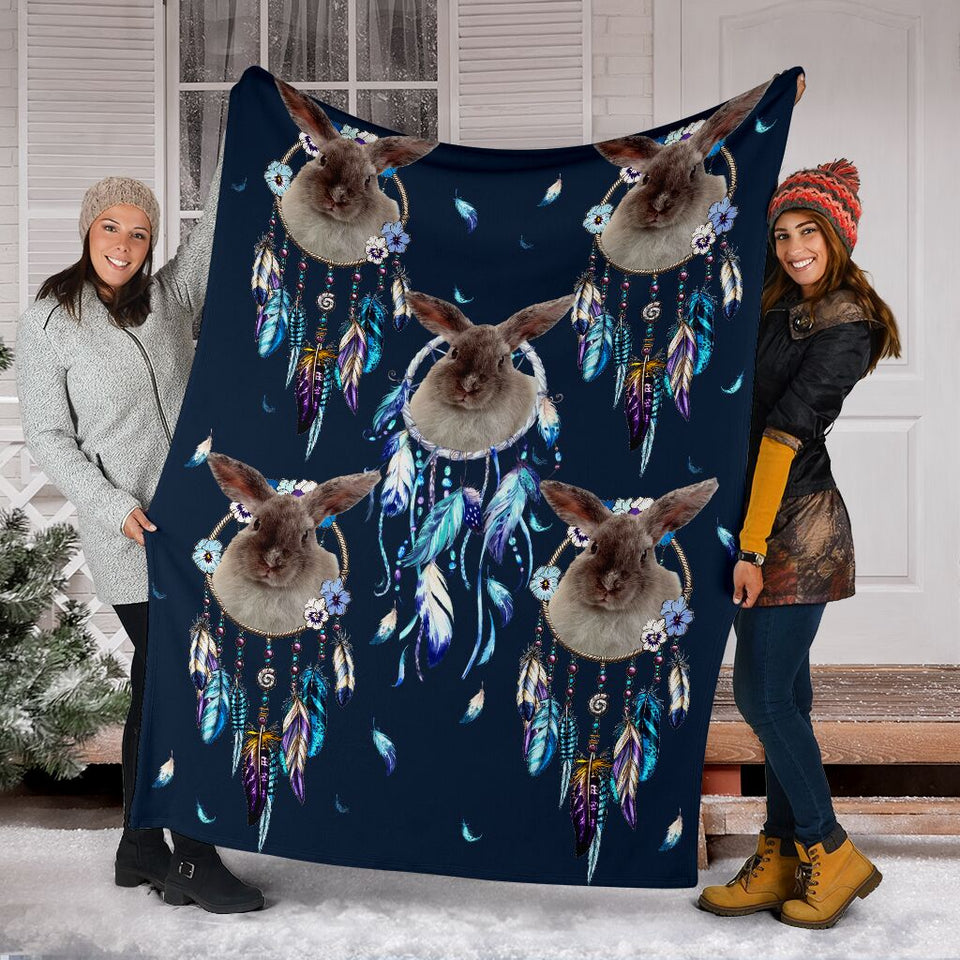 Fleece Blanket Rabbit Dream Catcher Personalized Custom Name Date Fleece Blanket Print 3D, Unisex, Kid, Adult - Love Mine Gifts