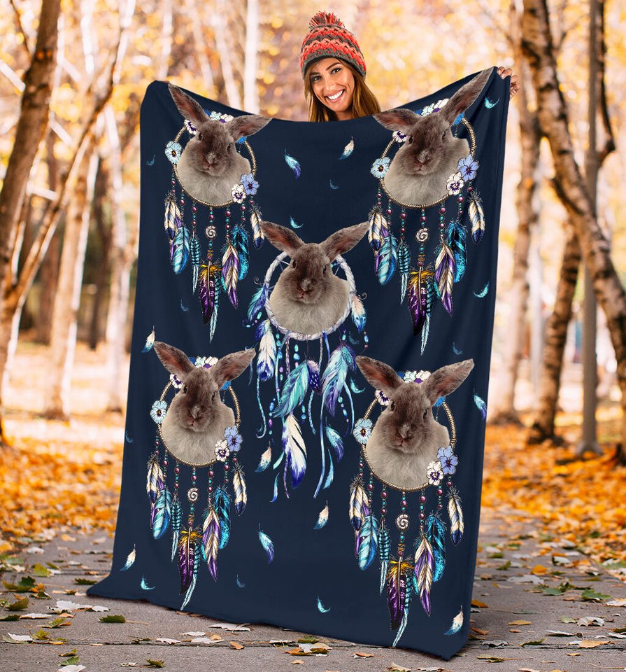 Fleece Blanket Rabbit Dream Catcher Personalized Custom Name Date Fleece Blanket Print 3D, Unisex, Kid, Adult - Love Mine Gifts
