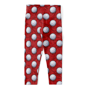 Red And White Volleyball Pattern Print Women's Capri Leggings