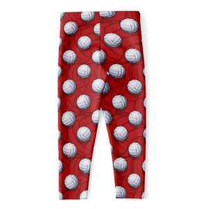 Red And White Volleyball Pattern Print Women's Capri Leggings