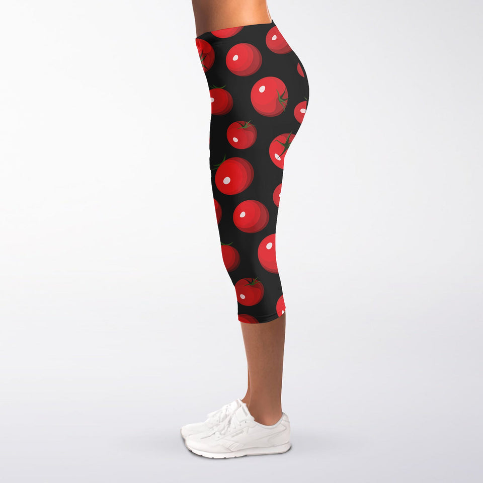 Red Tomato Pattern Print Women's Capri Leggings