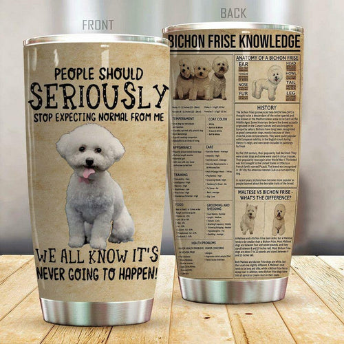 Tumbler Bichon Frise Bichon Frise Personalized Stainless Steel Tumbler Customize Name, Text, Number - Love Mine Gifts