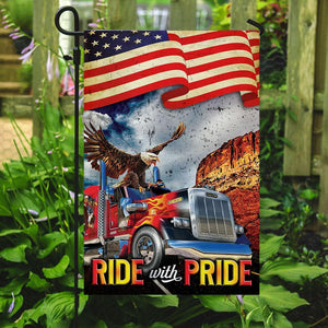 Ride With Pride Truck Driver Flag | Garden Flag | Double Sided House Flag