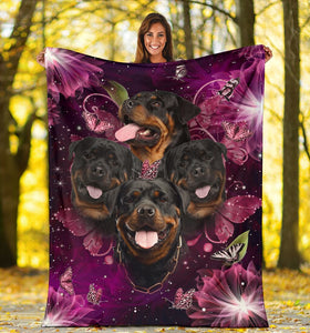 Rottweiler In Purple Pattern Blanket