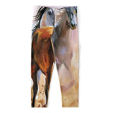 Running Horses Painting Print Women's Capri Leggings
