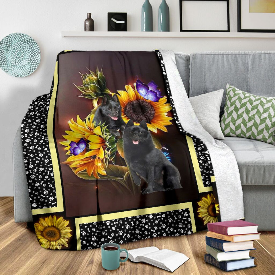 Schipperke dark sunflower blanket