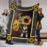 Fleece Blanket Schnauzer Dark Sunflower Personalized Photo Upload Name Date Fleece Blanket Print 3D, Unisex, Kid, Adult - Love Mine Gifts