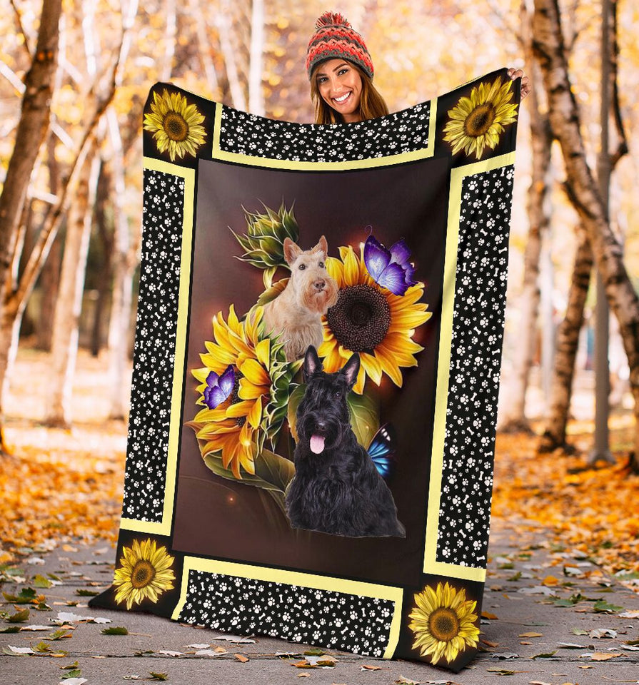 Scottish terrier dark sunflower blanket