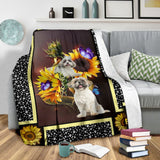Shih tzu dark sunflower blanket