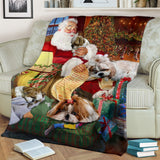 Shih tzu dog sleep with santa claus blanket