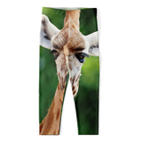 Smiley Face Giraffe Print Women's Capri Leggings