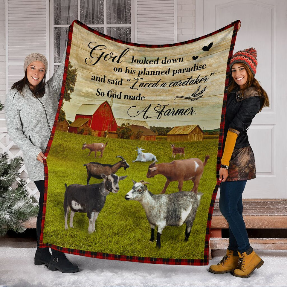 Fleece Blanket So God Made A Farmer Goat Fleece Blanket Print 3D, Unisex, Kid, Adult - Love Mine Gifts