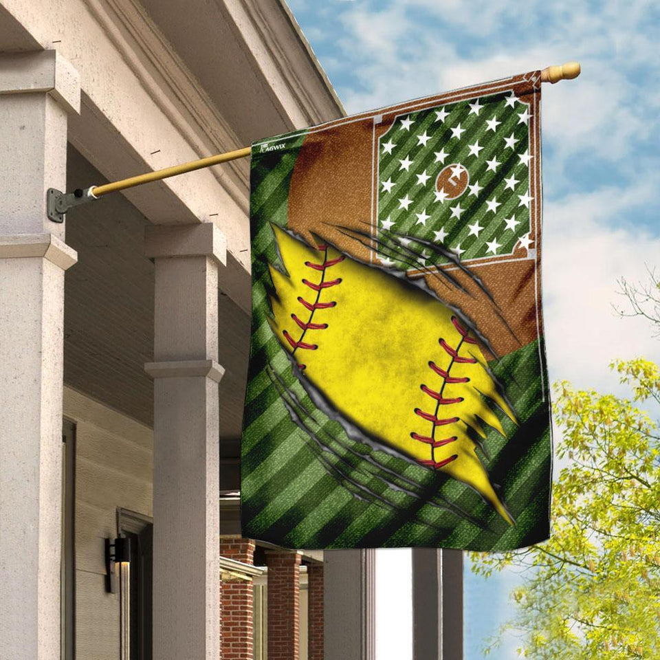 Softball Flag | Garden Flag | Double Sided House Flag