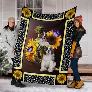 St bernard dark sunflower blanket