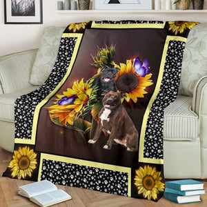 Staffordshire bull terrier dark sunflower blanket