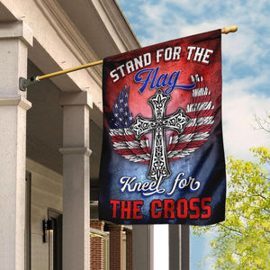 Stand For The Flag Kneel For The Cross Flag | Garden Flag | Double Sided House Flag