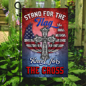 Stand For The Flag Kneel For The Cross Flag | Garden Flag | Double Sided House Flag