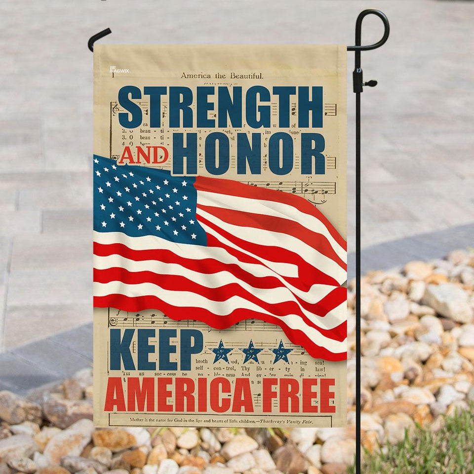 Strength And Honor Keep America Free Flag | Garden Flag | Double Sided House Flag