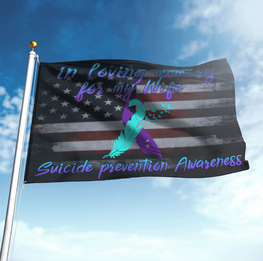 Suicide Prevention Awareness Flag In Loving Memory For My Wife | Garden Flag | Double Sided House Flag