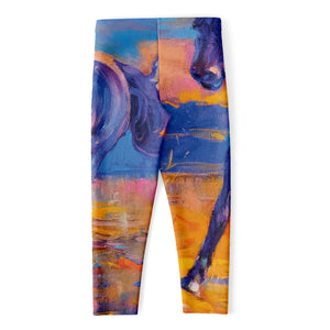 Sunset Horse Painting Print Women's Capri Leggings