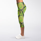 Tennis Ball And Racket Pattern Print Women's Capri Leggings