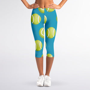 Tennis Theme Pattern Print Women's Capri Leggings