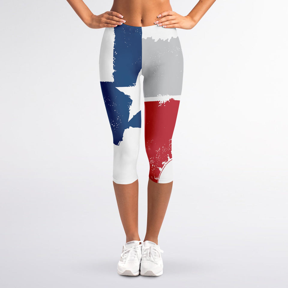Texas State Flag Print Women's Capri Leggings