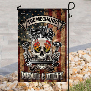 The Mechanic Proud & Dirty Flag | Garden Flag | Double Sided House Flag