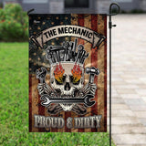The Mechanic Proud & Dirty Flag | Garden Flag | Double Sided House Flag