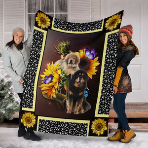 Tibetan mastiff dark sunflower blanket