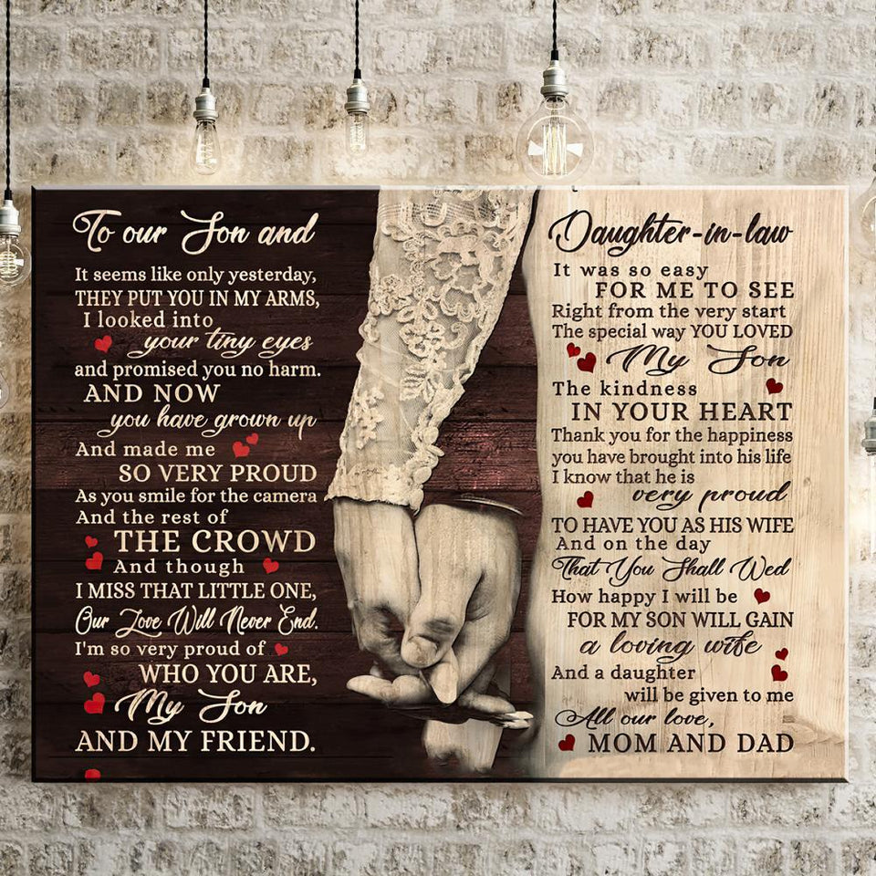 To Our Son And Daughter In Law Horizontal Canvas | Gifts for family, Wedding gift, for daughterinlaw