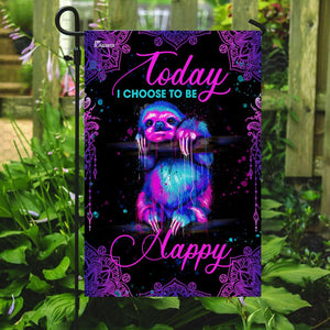 Today I Choose To Be Happy Sloth Mandala Flag | Garden Flag | Double Sided House Flag