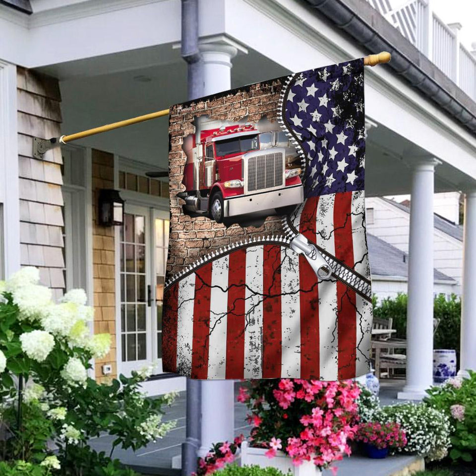 Trucker American US Flag | Garden Flag | Double Sided House Flag